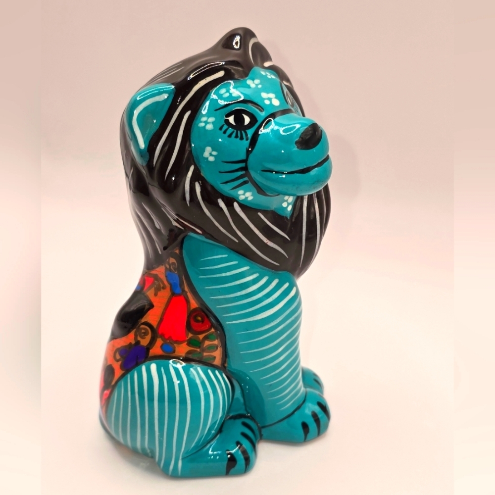 Disney Lion King Folkart Turquoise Figurine Piggy Ceramic Bank Home Decor